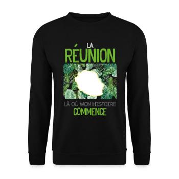 La Réunion Mon Histoire Mon Ile Cadeau Femme - Sweat-shirt Unisexe - noir - Devant - Alina (178cm) & Michal (187cm)
