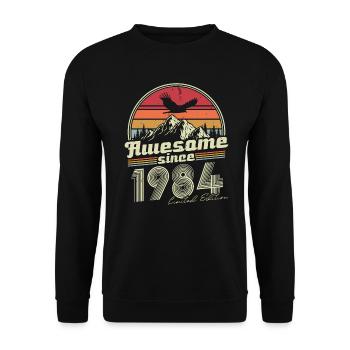 Anniversaire 1984 Rétro Vintage 1984 - Sweat-shirt Unisexe - noir - Devant - Alina (178cm) & Michal (187cm)