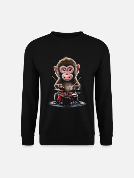 Affe Schlagzeug - Unisex Pullover - Schwarz
