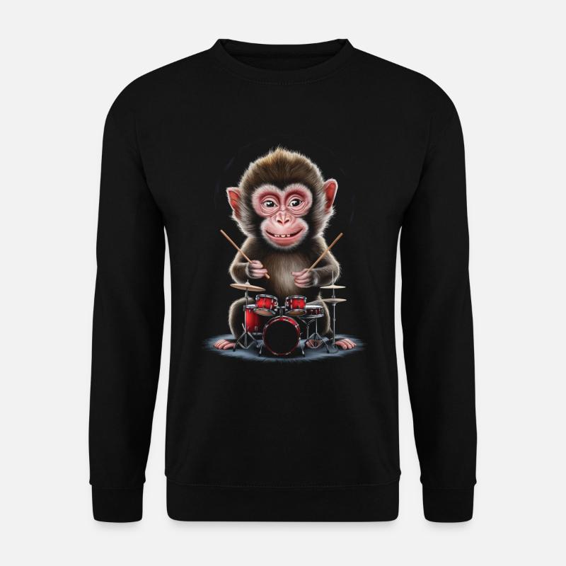 Affe Schlagzeug - Unisex Pullover - Schwarz