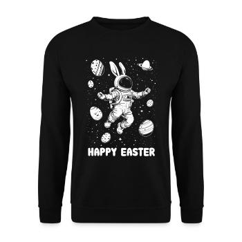 Happy Easter - Easter Bunny - Easter Egg - Space - Unisex Sweatshirt - black - Front - Alina (178cm) & Michal (187cm)