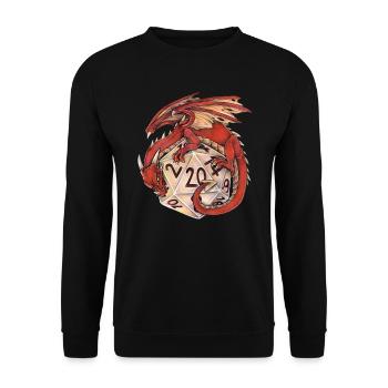 Drache Dragon mit D20 Würfel Dice Rollplay game - Unisex Pullover - Schwarz - Vorne - Alina (178cm) & Michal (187cm)