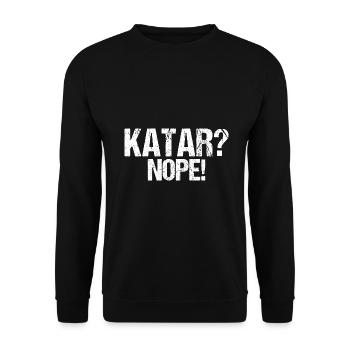 Katar nein Boykott Spruch Geschenk - Unisex Pullover - Schwarz - Vorne - Alina (178cm) & Michal (187cm)