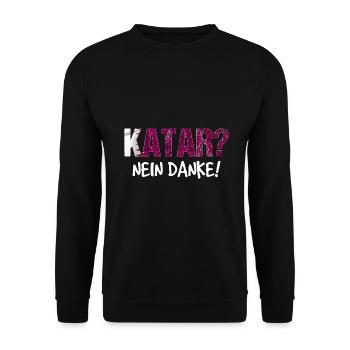 Katar Boykott Spruch Geschenk - Unisex Pullover - Schwarz - Vorne - Alina (178cm) & Michal (187cm)