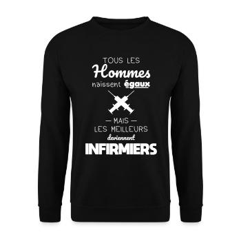 Hommes égaux meilleurs deviennent infirmiers - Sweat-shirt Unisexe - noir - Devant - Alina (178cm) & Michal (187cm)