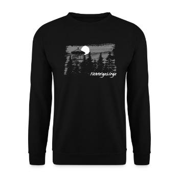Fichtelgebirge Pinselstrich Waldstein - Unisex Pullover - Schwarz - Vorne - Alina (178cm) & Michal (187cm)