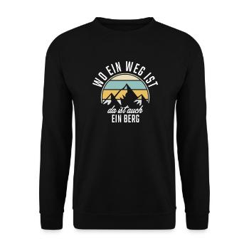 Wo ein Weg ist da ist auch ein Berg - Unisex Pullover - Schwarz - Vorne - Alina (178cm) & Michal (187cm)