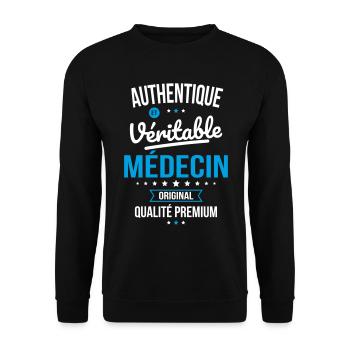 Authentique et véritable médecin - Original - Sweat-shirt Unisexe - noir - Devant - Alina (178cm) & Michal (187cm)