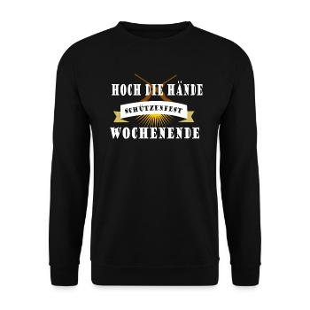Hoch die Hände Schützenfest Wochenende - Unisex Pullover - Schwarz - Vorne - Alina (178cm) & Michal (187cm)