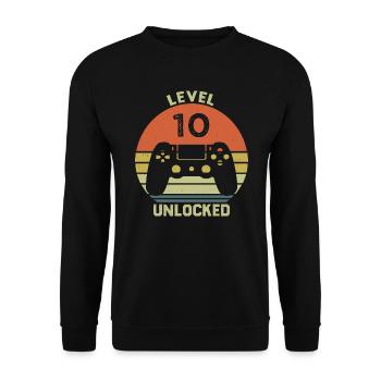 Level 10 Unlocked 10 Years Anniversary Gift - Unisex Sweatshirt - black - Front - Alina (178cm) & Michal (187cm)