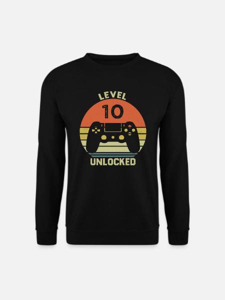 Level 10 Unlocked 10 Geburtstag Geschenk - Unisex Pullover - Schwarz