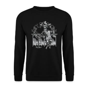 Drinking Skeleton - Halloween - Unisex Sweatshirt - black - Front - Alina (178cm) & Michal (187cm)