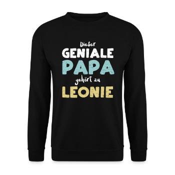 Dieser Geniale Papa Gehört Zu Le... - Unisex Pullover - Schwarz - Vorne - Alina (178cm) & Michal (187cm)