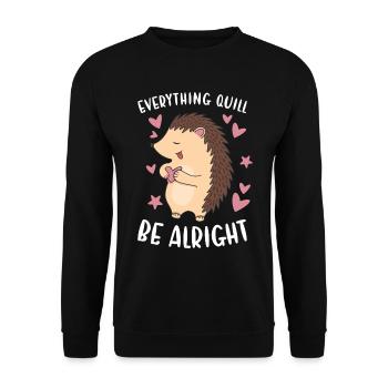 Hedgie Tout Quill Be Okay Hérisson - Sweat-shirt Unisexe - noir - Devant - Alina (178cm) & Michal (187cm)