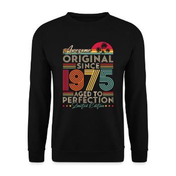 1975 Vintage Original Retro Birthday Gift - Unisex Sweatshirt - black - Front - Alina (178cm) & Michal (187cm)