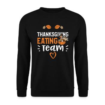 Thanksgiving Eating Team - Unisex Pullover - Schwarz - Vorne - Alina (178cm) & Michal (187cm)