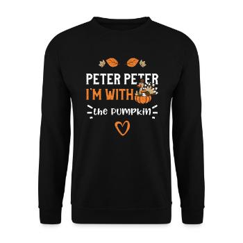 Peter Peter I'm with the Pumpkin - Unisex Pullover - Schwarz - Vorne - Alina (178cm) & Michal (187cm)