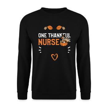 One Thankful Nurse - Thanksgiving - Unisex Pullover - Schwarz - Vorne - Alina (178cm) & Michal (187cm)