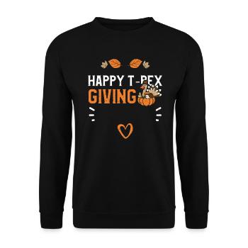 Happy T-Rex Giving - Thanksgiving - Unisex Pullover - Schwarz - Vorne - Alina (178cm) & Michal (187cm)