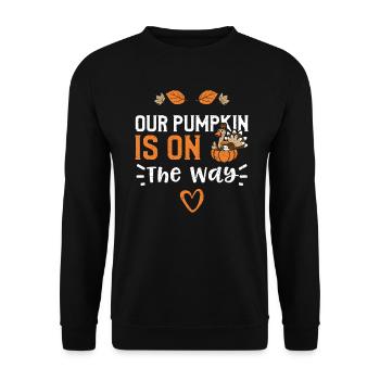 Our Pumpkin Is On The Way - Unisex Sweatshirt - black - Front - Alina (178cm) & Michal (187cm)