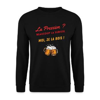 Pression à boire. Humour Cadeau Anniversaire Fête - Sweat-shirt Unisexe - noir - Devant - Alina (178cm) & Michal (187cm)