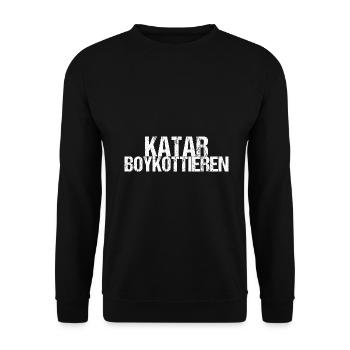 Katar boykottieren Boykott Geschenk - Unisex Pullover - Schwarz - Vorne - Alina (178cm) & Michal (187cm)