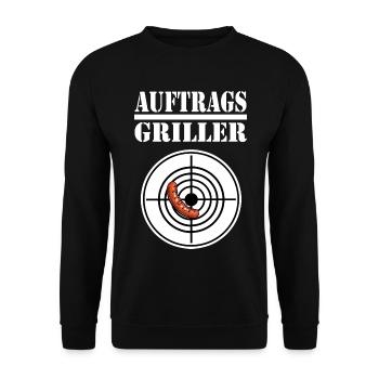 Auftragsgriller - Lizenz zum Grillen - Unisex Pullover - Schwarz - Vorne - Alina (178cm) & Michal (187cm)