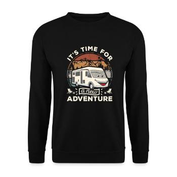 It's time for a new adventure Camping Outdoor - Unisex Sweatshirt - black - Front - Alina (178cm) & Michal (187cm)