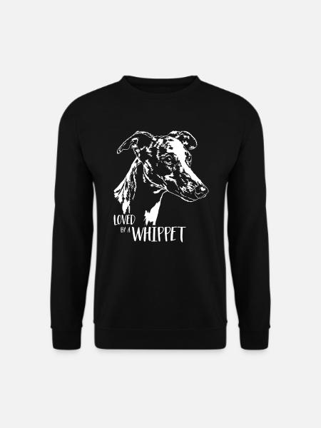 Loved by a WHIPPET Hundespruch Windhund Wilsigns - Unisex Pullover - Schwarz