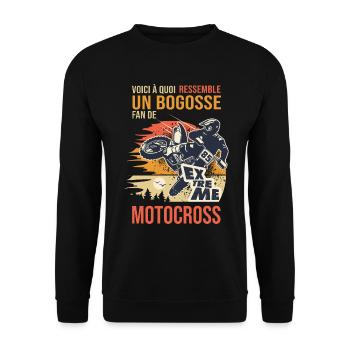 moto bogosse fan de motocross drôle motard biler - Sweat-shirt Unisexe - noir - Devant - Alina (178cm) & Michal (187cm)