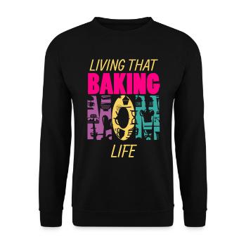 Living That Baking Mom Life Baker Mama - Unisex Sweatshirt - black - Front - Alina (178cm) & Michal (187cm)