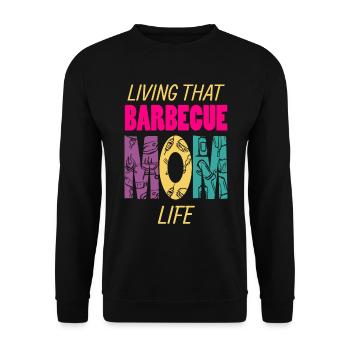 Vivre ce barbecue Mom Life Grilling BBQ Fan - Sweat-shirt Unisexe - noir - Devant - Alina (178cm) & Michal (187cm)