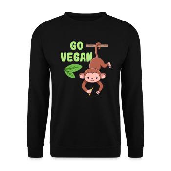 Monkey design for proud vegans - Unisex Sweatshirt - black - Front - Alina (178cm) & Michal (187cm)