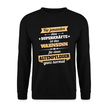 Altenpfleger Altenpflegerin - Held - Unisex Pullover - Schwarz - Vorne - Alina (178cm) & Michal (187cm)