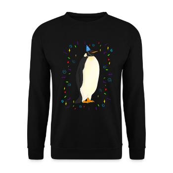 Pingouin d’anniversaire - Sweat-shirt Unisexe - noir - Devant - Alina (178cm) & Michal (187cm)