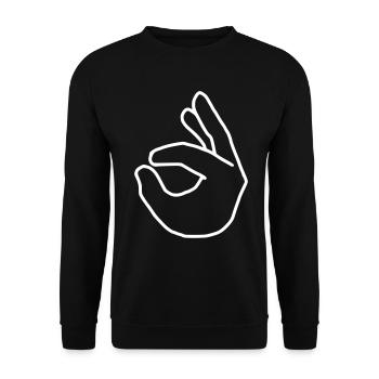 Emoji ok hand sketch white - Unisex Sweatshirt - black - Front - Alina (178cm) & Michal (187cm)