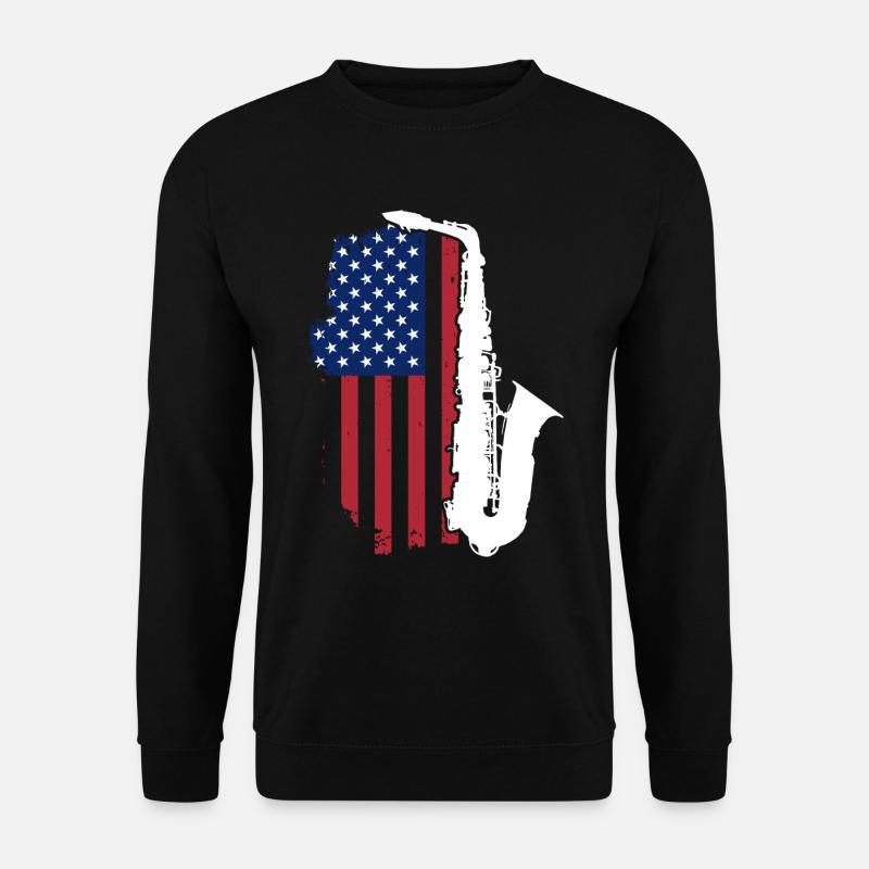Saxophon USA Patriot - Unisex Pullover - Schwarz