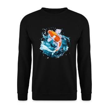 La carpe koï en action - Sweat-shirt Unisexe - noir - Devant - Alina (178cm) & Michal (187cm)