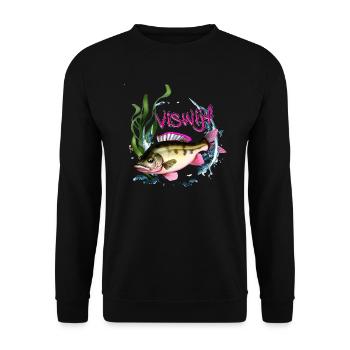 Toughe Seefrau Entdecken Sie den maritimen Barsch-Style! - Unisex Pullover - Schwarz - Vorne - Alina (178cm) & Michal (187cm)