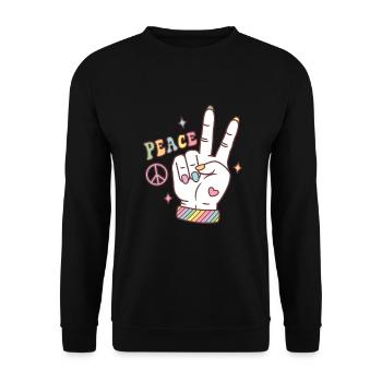 Rainbow Peace Hand Sign Subtle Pride - Unisex Sweatshirt - black - Front - Alina (178cm) & Michal (187cm)