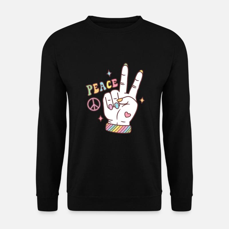 Regenbogen Peace Handzeichen Subtiler Stolz - Unisex Pullover - Schwarz