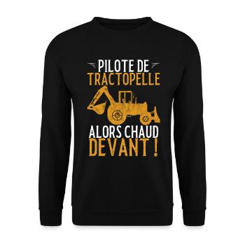 Pilote de Tractopelle, Conducteur Tractopelle Papa - Sweat-shirt Unisexe - noir - Devant - Alina (178cm) & Michal (187cm)