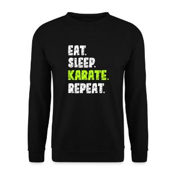 Eat Sleep Karate Repeat | Karate Martial Art - Unisex Sweatshirt - black - Front - Alina (178cm) & Michal (187cm)