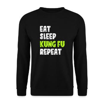 Eat Sleep Kung Fu Repeat | Kung Fu Martial Art - Unisex Sweatshirt - black - Front - Alina (178cm) & Michal (187cm)