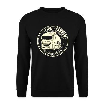 LKW-Fahrer Trucker Fernfahrer - Unisex Pullover - Schwarz - Vorne - Alina (178cm) & Michal (187cm)