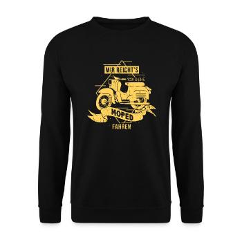Schwalbe Simson Suhl - gehe moped fahren - Unisex Pullover - Schwarz - Vorne - Alina (178cm) & Michal (187cm)