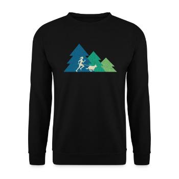 Course de canicross de cross-country avec chien Coureur de Canicross - Sweat-shirt Unisexe - noir - Devant - Alina (178cm) & Michal (187cm)
