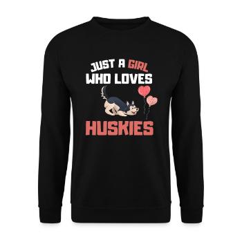 Sibérien Chien Fille Pet Gift Husky - Sweat-shirt Unisexe - noir - Devant - Alina (178cm) & Michal (187cm)