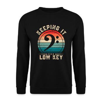 Bass Clef Keeping It Low Key Bass Player - Unisex Sweatshirt - black - Front - Alina (178cm) & Michal (187cm)