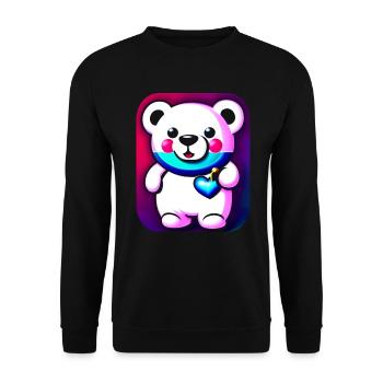 Mignon ours en peluche mignon avec du cœur - Sweat-shirt Unisexe - noir - Devant - Alina (178cm) & Michal (187cm)